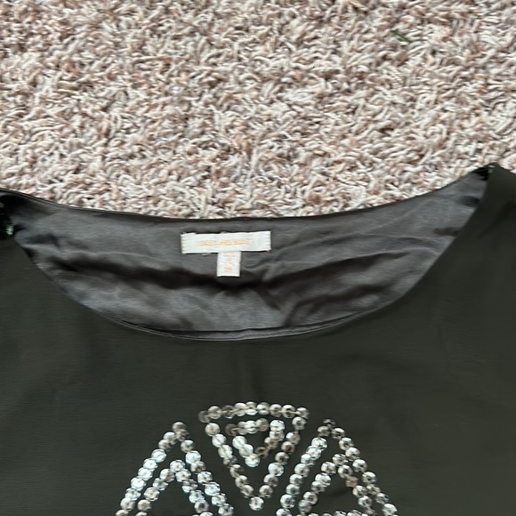 Skies Are Blue Olive Green Lined Blouse with Gold Sequins 3/4 Sleeve Size Medium - Picture 6 of 8